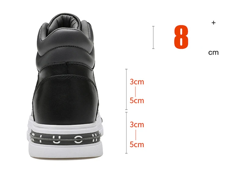 New Height Increasing 6/8CM Men's Leather Boots Breathable Casual Shoes Athletic Jogging Gym Shoes Fashion Leather Sports Shoes