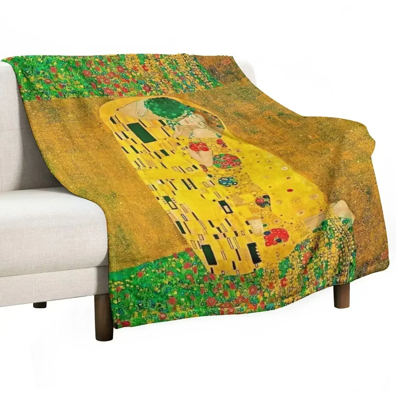 The Kiss, by Gustav Klimt1907, digitally enhanced by WatermarkNZ Press Throw Blanket Furry Plaid for babies Blankets