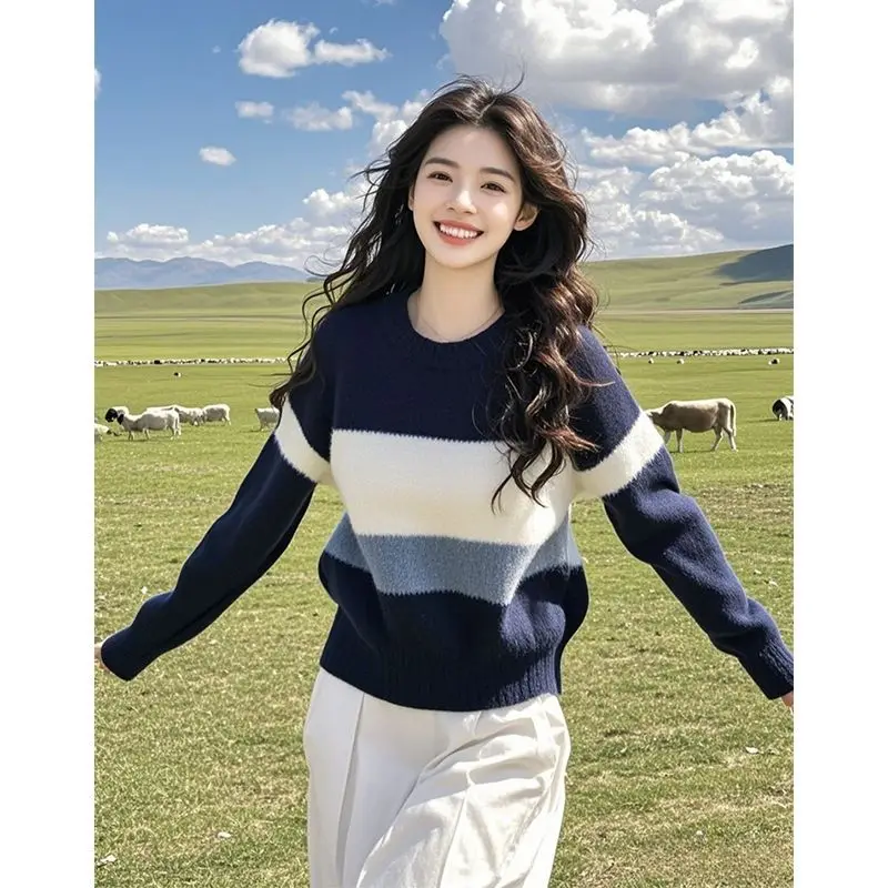 Korean Style Temperament Knitted SweaterWomen's Clothing High-end Wear Versatile and Exquisite Tops