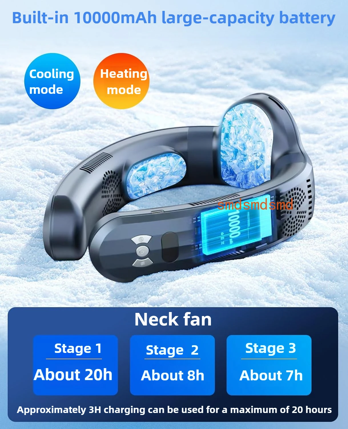 New Semiconductor Refrigeration Neck Fan Intelligent Digital Display Cold And Hot Dual-purpose Bladeless Fan
