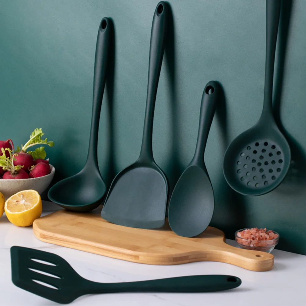 

1 set Silicone Cookware Set Kitchen Tools High Resistant Non Rust Ergonomic Handle Hanging Storage Solution