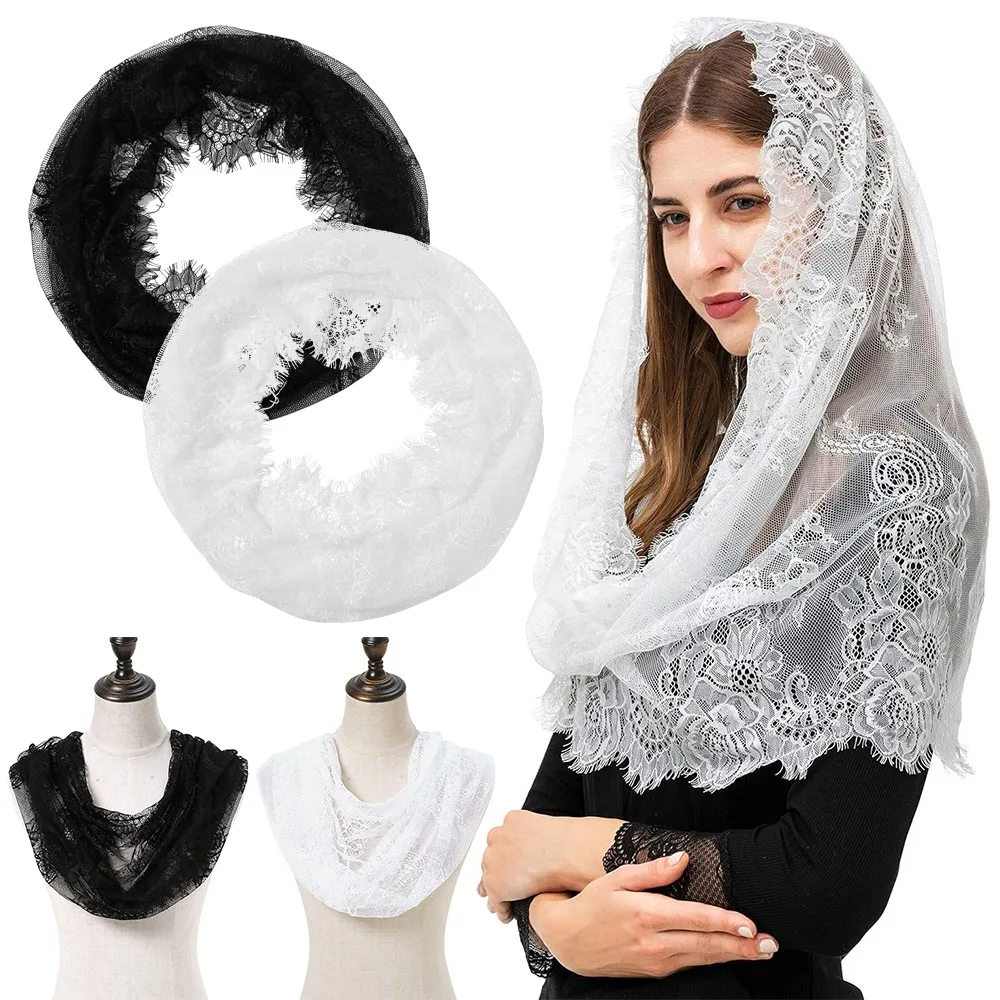 

Винтажная кружевная вуаль в испанском стиле, в форме бесконечности, дышащая, ажурная, традиционная мягкая мантилья