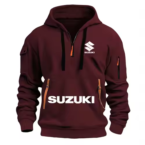 Suzuki new 2025 autumn and winter men's sweatshirt hoodie outdoor street sports casual brand print hoodie half zip sweatshirt - Image 8