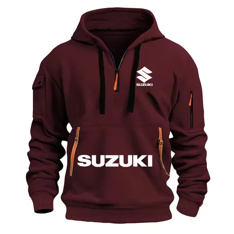 Suzuki new 2025 autumn and winter men's sweatshirt hoodie outdoor street sports casual brand print hoodie half zip sweatshirt - Image 8