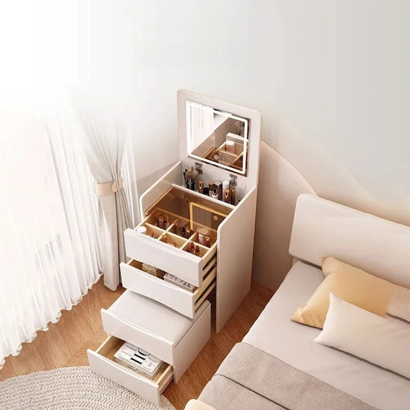 Modern and Simple Small Dressing Table Girly Style Integrated Multi-functional Dresser + Cabinet + Stool for Bedroom
