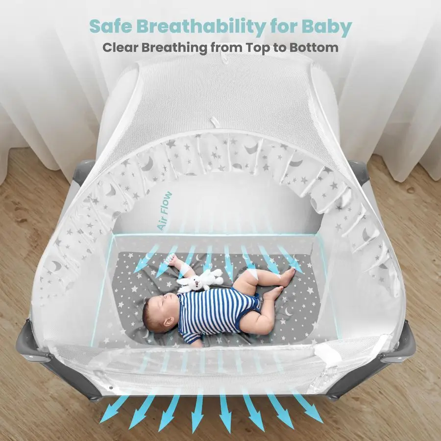 خيمة لعب من Pack n، خيمة سرير صغيرة للحفاظ على الطفل من التسلق، عبوة منبثقة تلقائية وخيمة لعب مع سحابات أوتوماتيكية، قطيفة سميكة