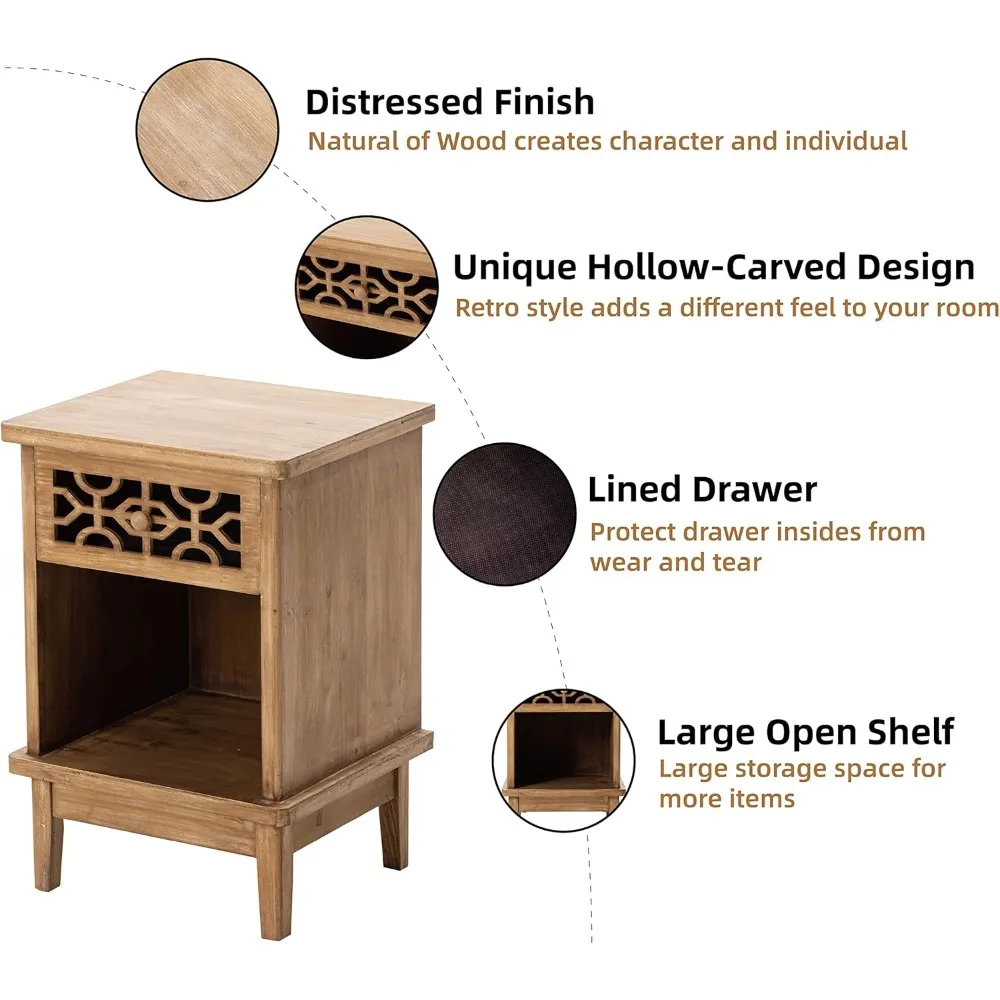 منضدة مصنوعة يدويًا من خشب التنوب مع رف أمامي منحوت ورف مفتوح لبلد بوهو العتيق والبلد الفرنسي وأنماط المزرعة