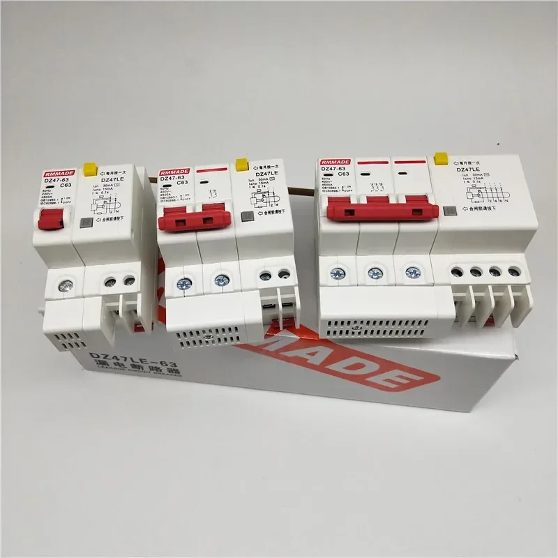 AC220V-400V DZ47LE-63 1P 2P 3P 4P 6A 10A 16A 20A 25A 32A 40A 50A 63A residual current earth leakage protection circuit breaker