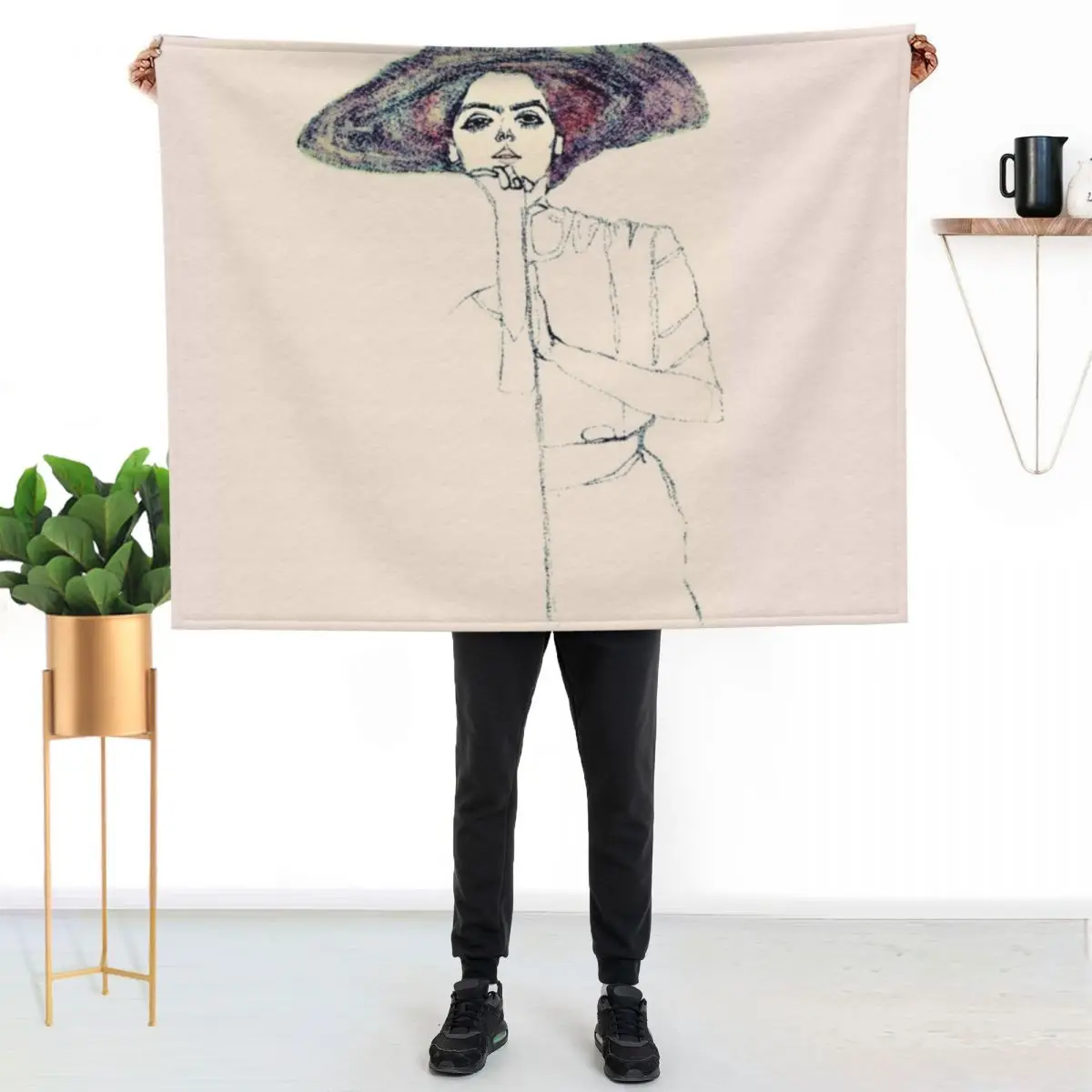 

Egon Schiele Portrait of a Woman | Retro Portrait of a Girl Throw Blanket Cozy Home Blanket Gift for Christmas Holiday