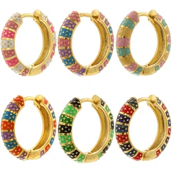 ZHUKOU Bohemian Ethnic Oil Drip Crafted Colourful and Vibrant Women's Earrings 1 pair: VE1385