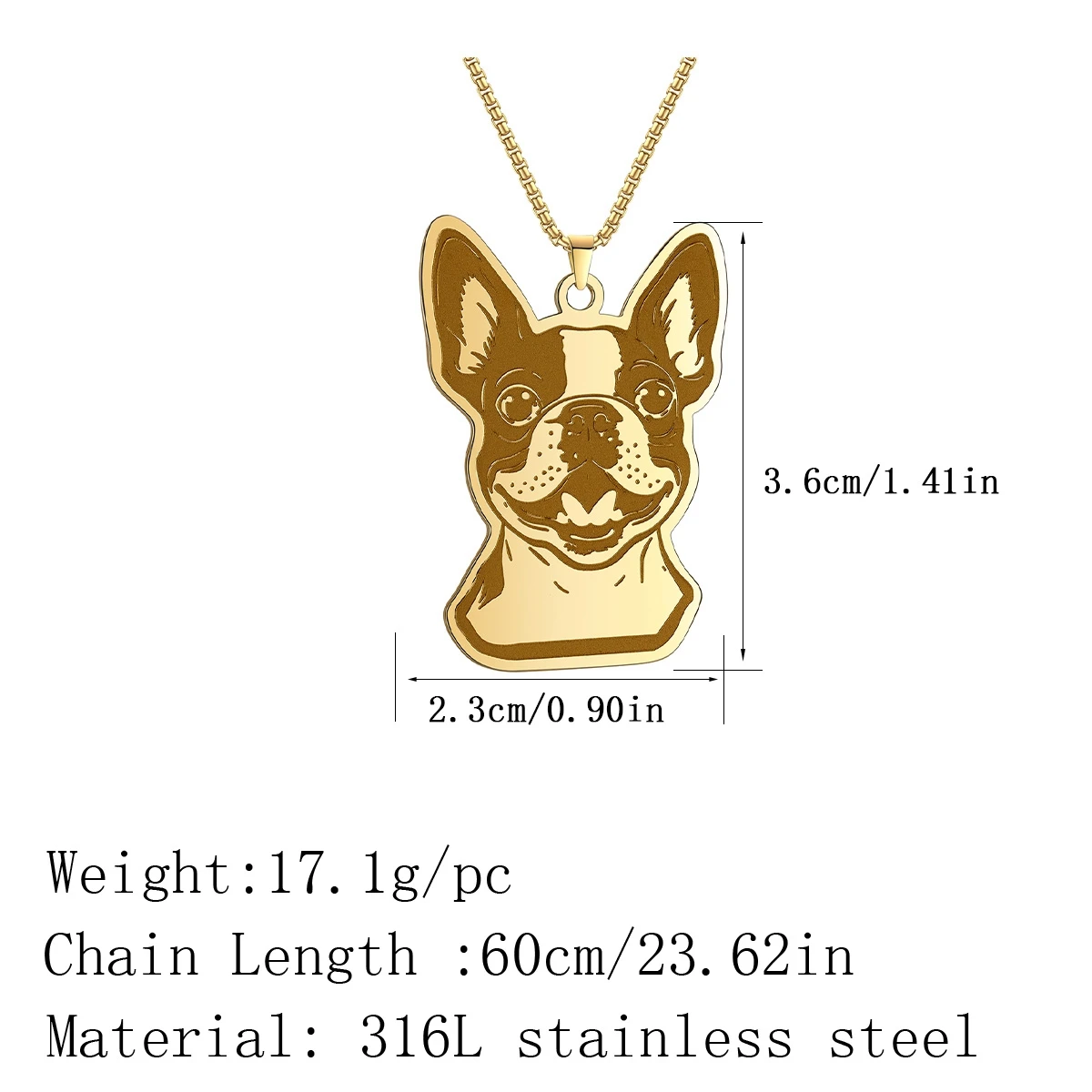 Kinitial Handmade Boston Terrier Pendant Necklace For Women Men Stainless Steel Choker Lovely Dog Animal Necklace
