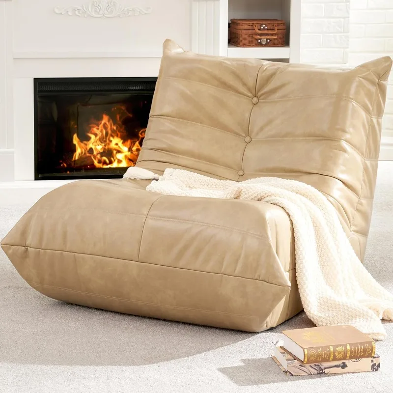 Bean Bag Chair Giant Bean Bag Sofa Memory Foam Bean Bag Chairs for Adults, Room Bedroom Dorm Office (Khaki)