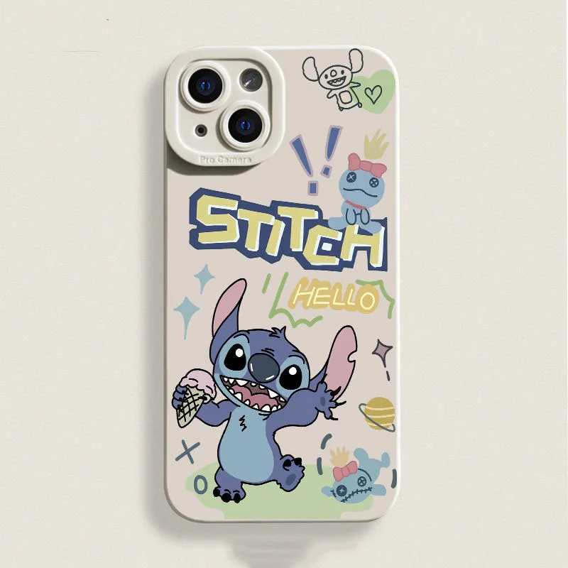 Lovely Stitch Sings Cute Phone Case For iPhone 15 14 13 12 11 Pro Max 7 8 Plus XR XS Max Cute Anti Fall Kawaii Cover Cartoon