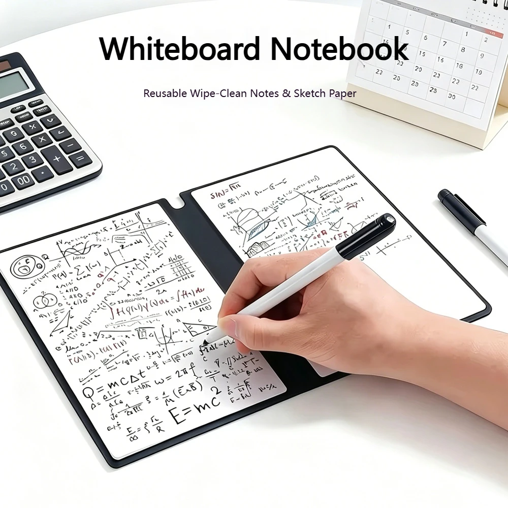 Portable A5 Leather Whiteboard Notebook, Reusable Memo Pad Weekly Planner, Stylish Organizer for Office & Daily Planning