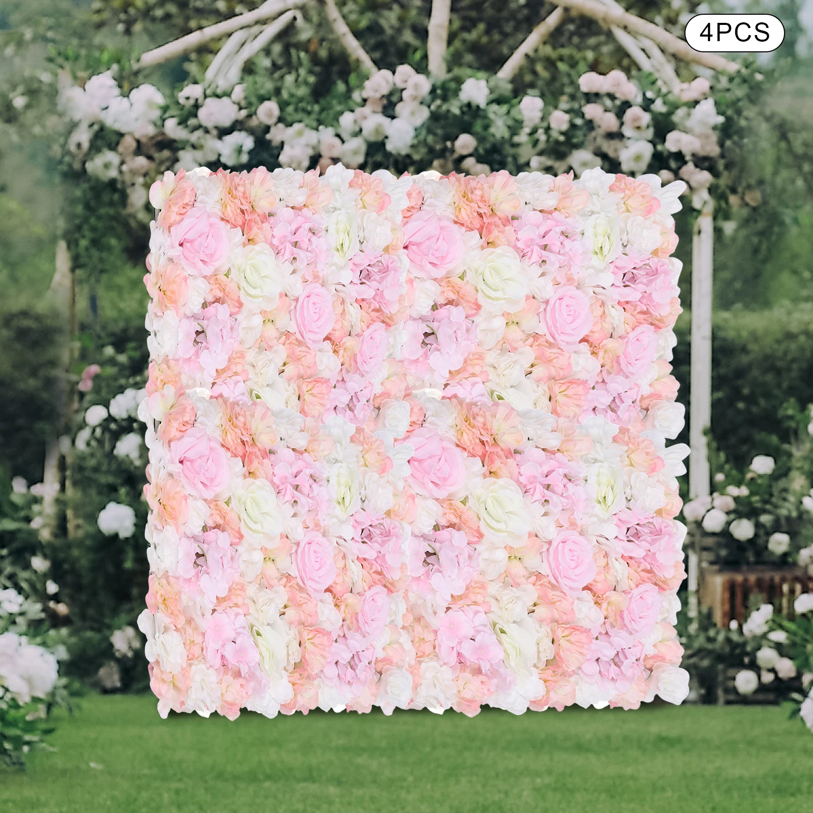 4pcs Silk Flower Wall Panel 40*60cm Wedding Venue Main Street Party