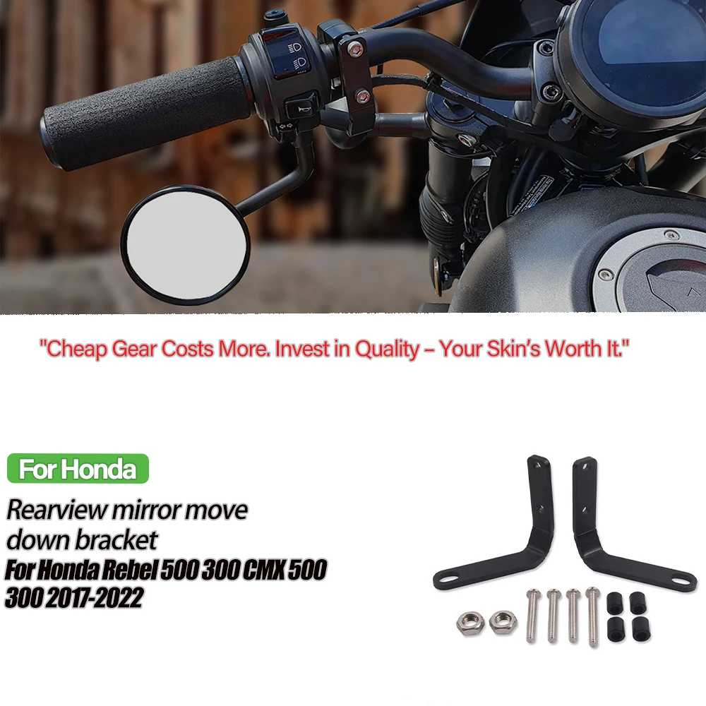 

Motorcycle Universal Handlebar Rear View Side Mirror Spotlight Move Down Bracket Accessories For Rebel CMX 500 300 Rebel 500 300