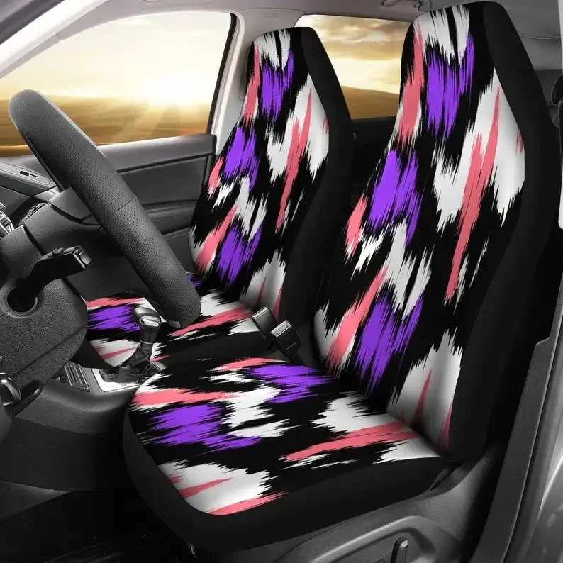 Blue Pink White Abstract Art Car Seat Covers Pair 2 Front Seat Covers Car Seat Protector Car Accessories