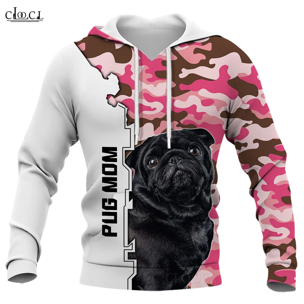 

CLOOCL Men Hoodie Pug Mom 3D Graphics Printed Animal Hooded Sweatshirt Women Streetwear Pullover Mens Jacket Teenage Clothing