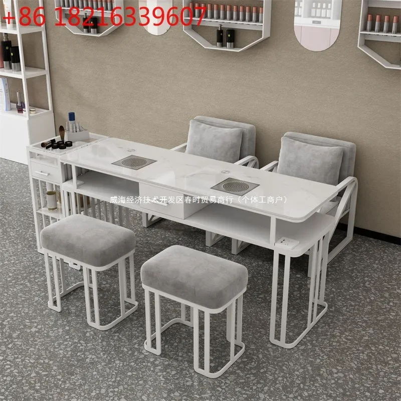 Nordic light luxury high-power vacuum manicure table and chair set single, double and triple multi-functional