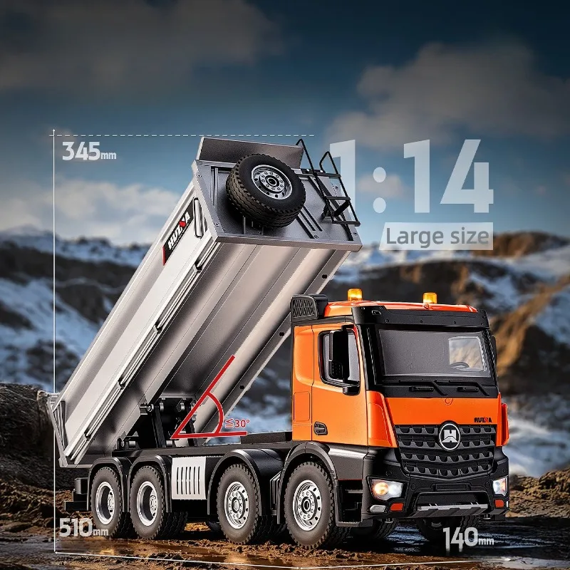 Huina 536PRO RC Muldenkipper Modell 1:14 Großes 13-Kanal Ferngesteuertes Schwerlast-Acht-Rad-Spielzeugmodell Simulation Baumaschinen Muldenkipper