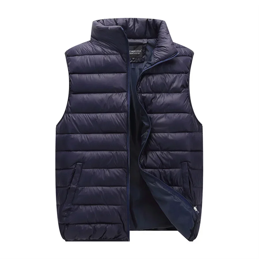 Men\'s Sleeveless Jacket Casual Autumn Winter Vest Lightweight Warm Thicken Padded Coat Outdoor Waistcoat Work Wear Male Clothes