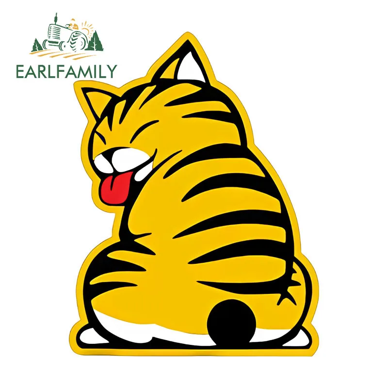

Наклейка на заднее стекло автомобиля EARLFAMILY с креативным мультяшным изображением кошки-автомобиля, объемный декор для стеклоочистителя.