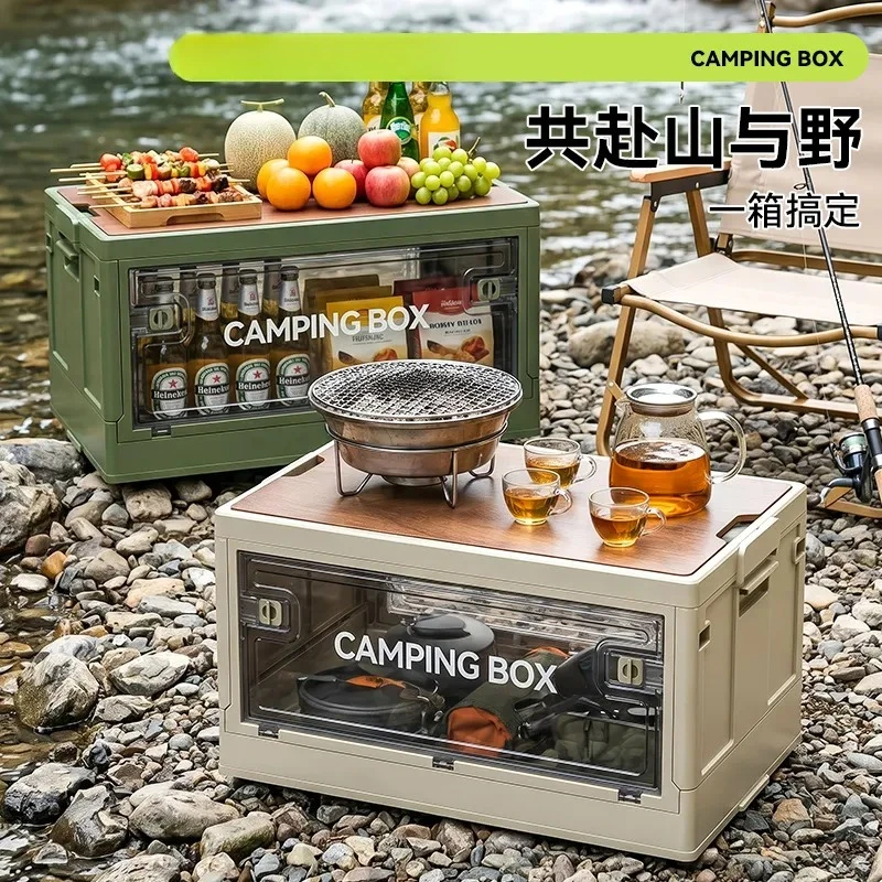 Large Folding Camping Storage Box Car Trunk Organizer Outdoor Gear Container Collapsible Bin for Vehicle Travel Picnic Hiking