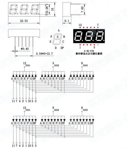 5ชิ้น0.28นิ้วจอแสดงผล LED 3หลัก7ส่วนขั้วบวกทั่วไปสีน้ำเงินใหม่