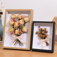 3/5cm Deep Transparent Shadow Box Frame Bouquet Display Flower Case Deep for Craft 3D Picture Memorabilia Memory Wooden Tabletop