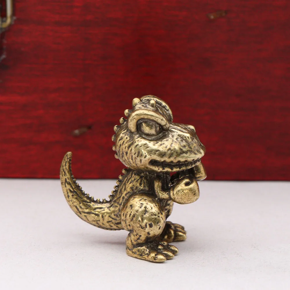 Funny Brass Boxer Dinosaur Small Statue Desktop Ornaments Vintage Animal Figurines Lucky Home Decorations Crafts Accessories