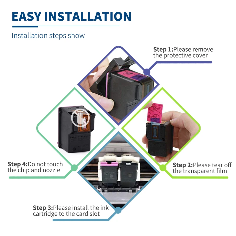 HINICOLE-Substituição do cartucho de tinta para HP Deskjet, 301 XL, 301XL, 3051a, 3052a, 3054a, 3055a, 3056a, 3057a, 3059a, 3510, 3511, 2 pacotes