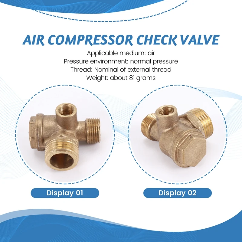 ABGR-1 Трехходовой обратный клапан воздушного компрессора Обратный клапан воздушного компрессора с прямым подключением, порт клапана: 20 мм, 16 мм, 10 мм