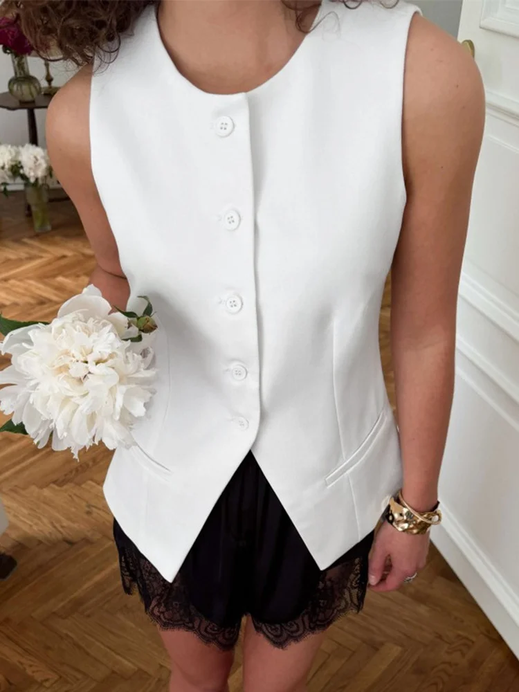 Tossy Sleeveless Vest Polyester Spandex Button Front Fitted Asymmetric Hem Princess Seam Office Work Business Solid Color Vest