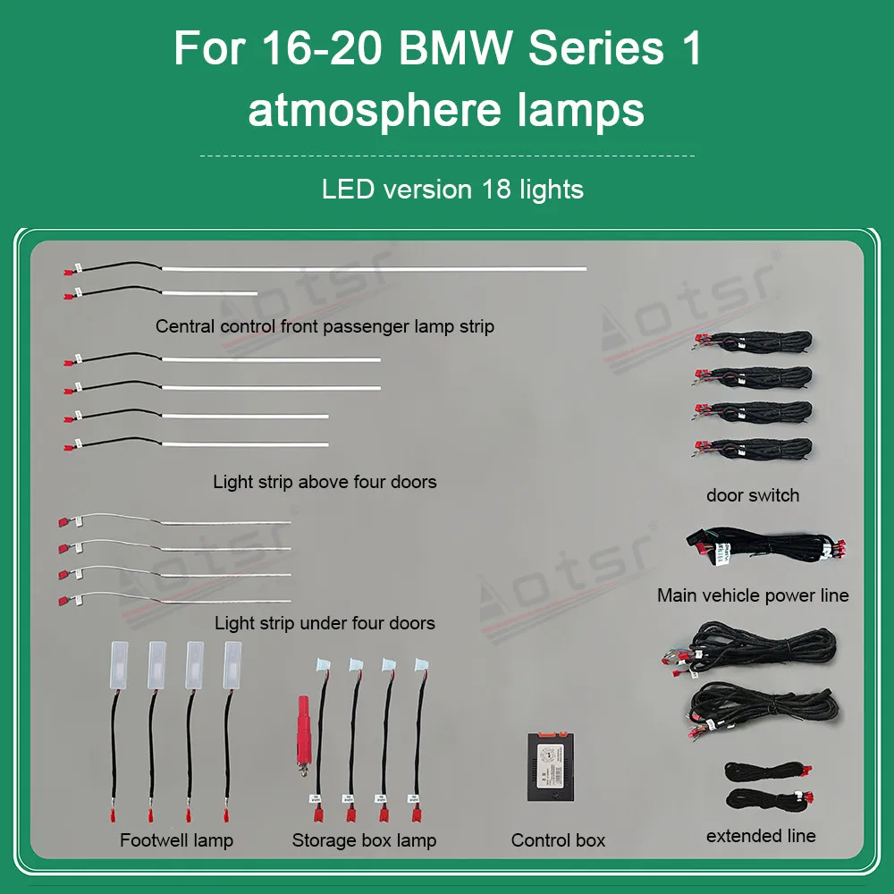 For BMW 1 Series 2016-2020 Car LED Colorful Atmosphere Lamp Strip Decorate Interior Door Ambient Light