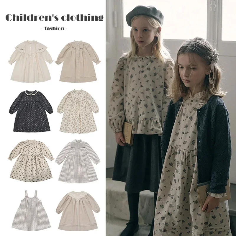 

Luxury Embroidered Girl Dress Autumn/Winter Elegant Girl Princess Dress Casual 100% Cotton Children Casual Dresses Clothing