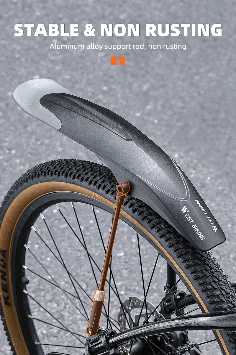 WEST BIKING Schnellspann-Fahrrad-Schutzblech-Set 8cm Verbreitert Höhenverstellbar Doppelhalterung Für 26 27,5 29 Zoll MTB Schutzblech – Detail 6