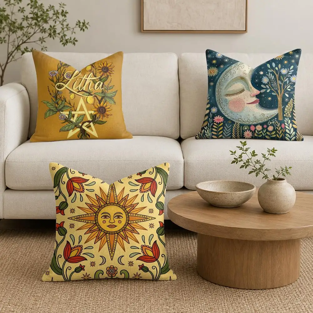Nordic Midsummer Festival Cushion Cover Premium Linen Pillow Cover Durable Soft Breathable Washable Home Decor Cushion Case