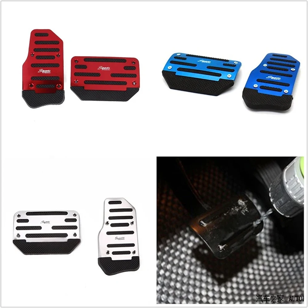 

Universal Aluminum Automatic Transmission Car Pedal Cover Brake Fuel Gas Foot Pad Set Kit Pedals Red Blue Silver Non-Slip Tools