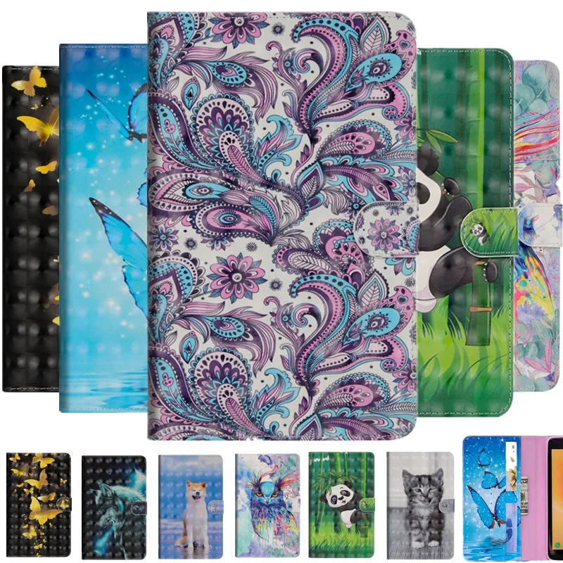 

For Huawei MediaPad M5 10.8 Tablet Smart PU Leather Wallet Flip Stand Cover For Huawei M5-10 PRO Case Patterned Tablet Card Slot