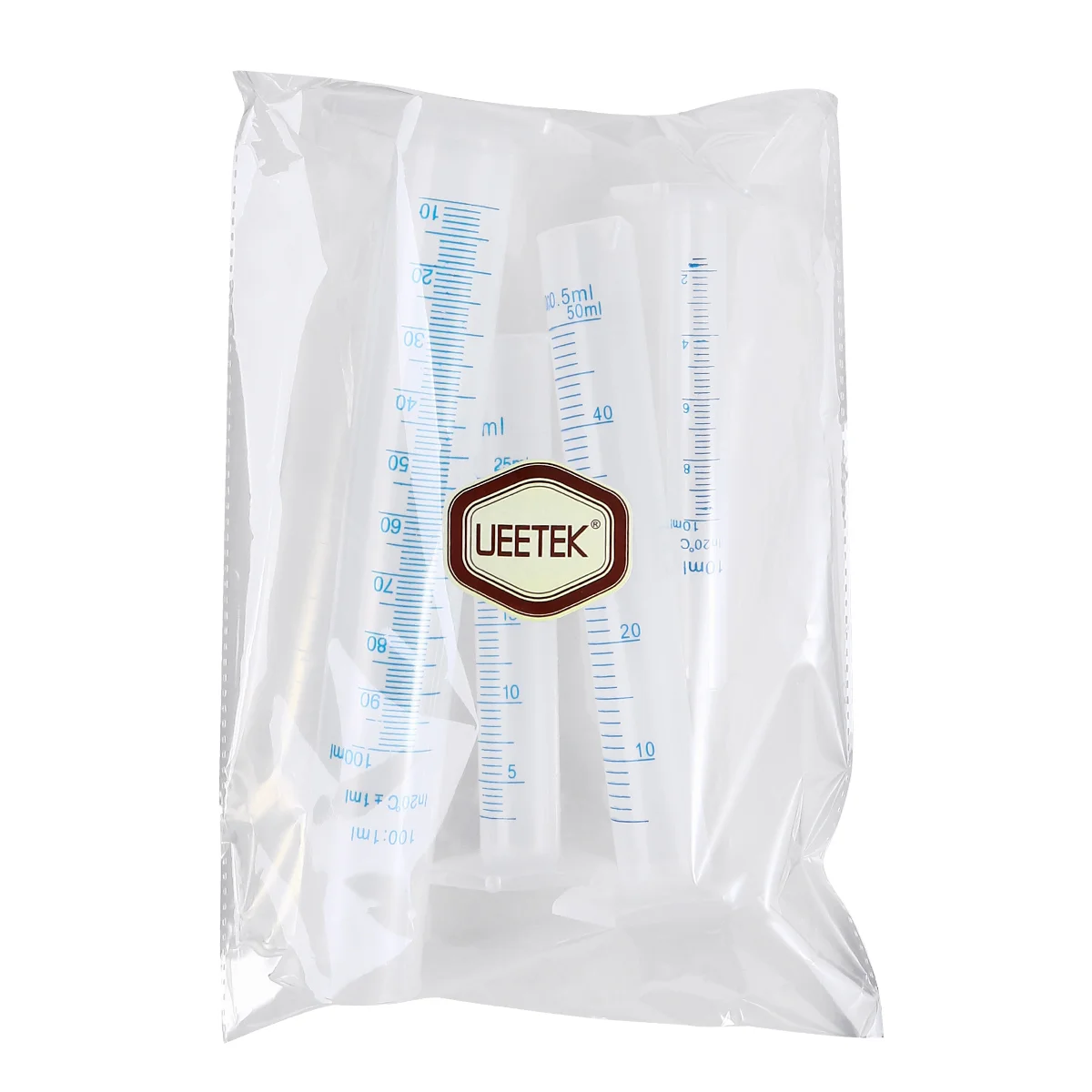 UEETEK 4pcs Transparent Measuring Plastic Graduated Cylinder 10ml / 25ml / 50ml / 100ml Measuring cylinder