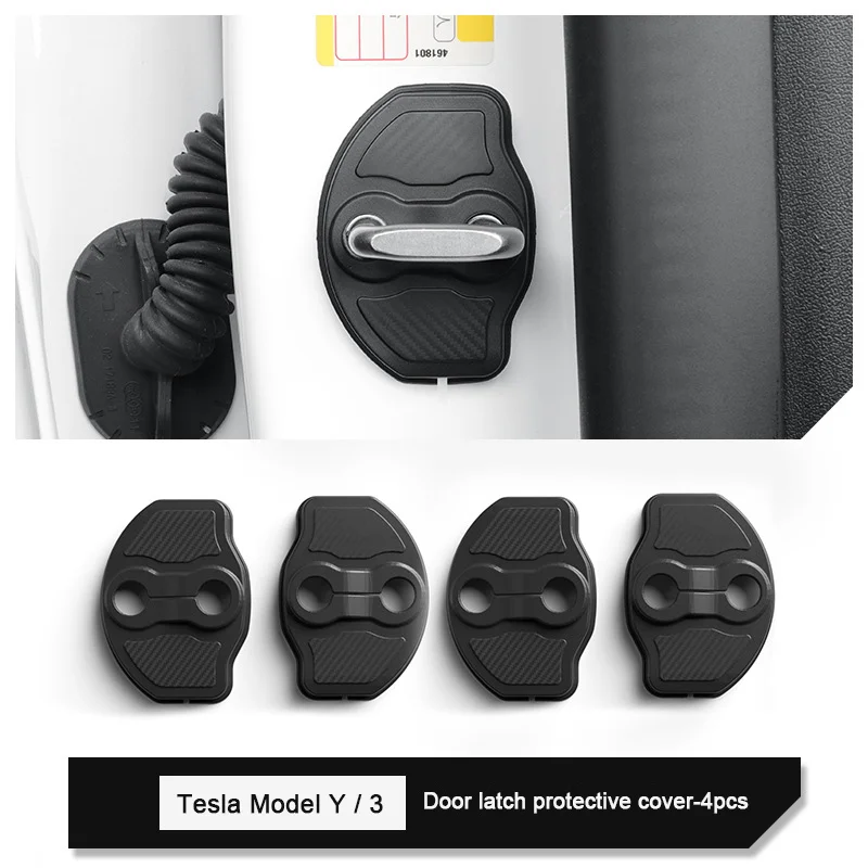 Para tesla modelo 3 modelo y 2016-2023, fivela de fechadura da porta capa protetora abs capa absorvente de choque acessório anti-bordado