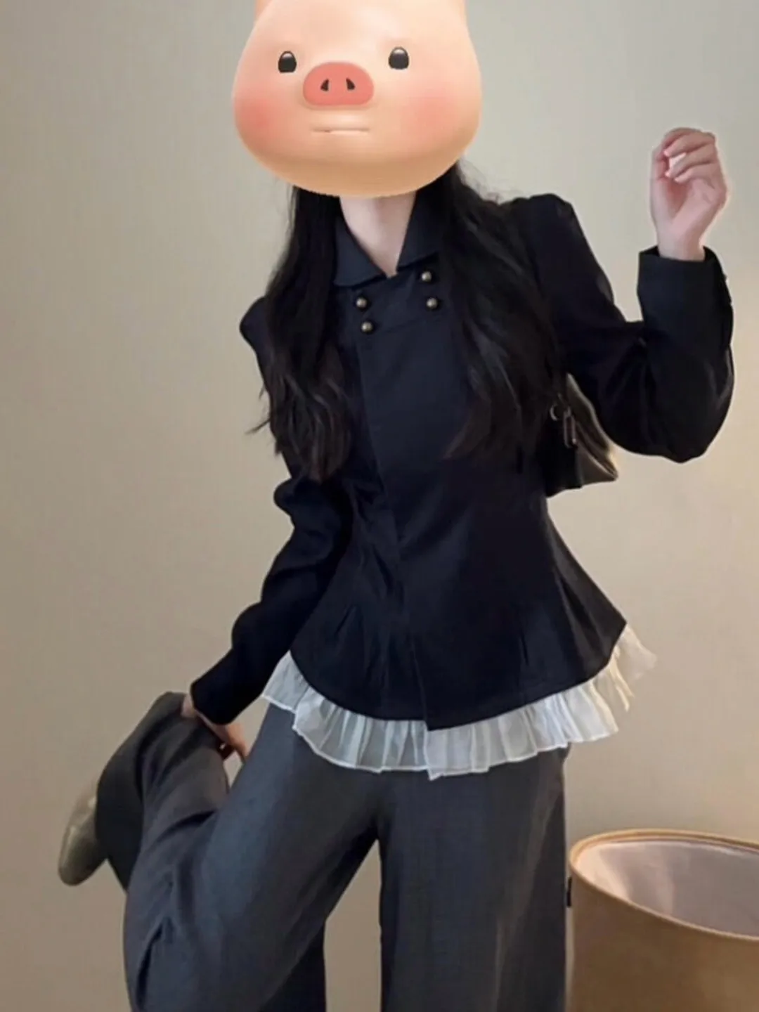 

Женская джинсовая рубашка-пальто Slim Fit: осенне-зимний дизайн, плиссировка на талии, эффект стройности, складки по низу, корейский стиль, длинная модель