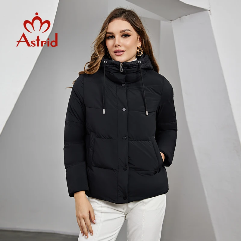 Imagem -05 - Astrid-cabolsas de Parka Curto Acolchoado com Capuz Feminino Cabolsas de Inverno Cabolsas Grossos Cabolsa Acolchoado de Algodão Falso Duas Peças