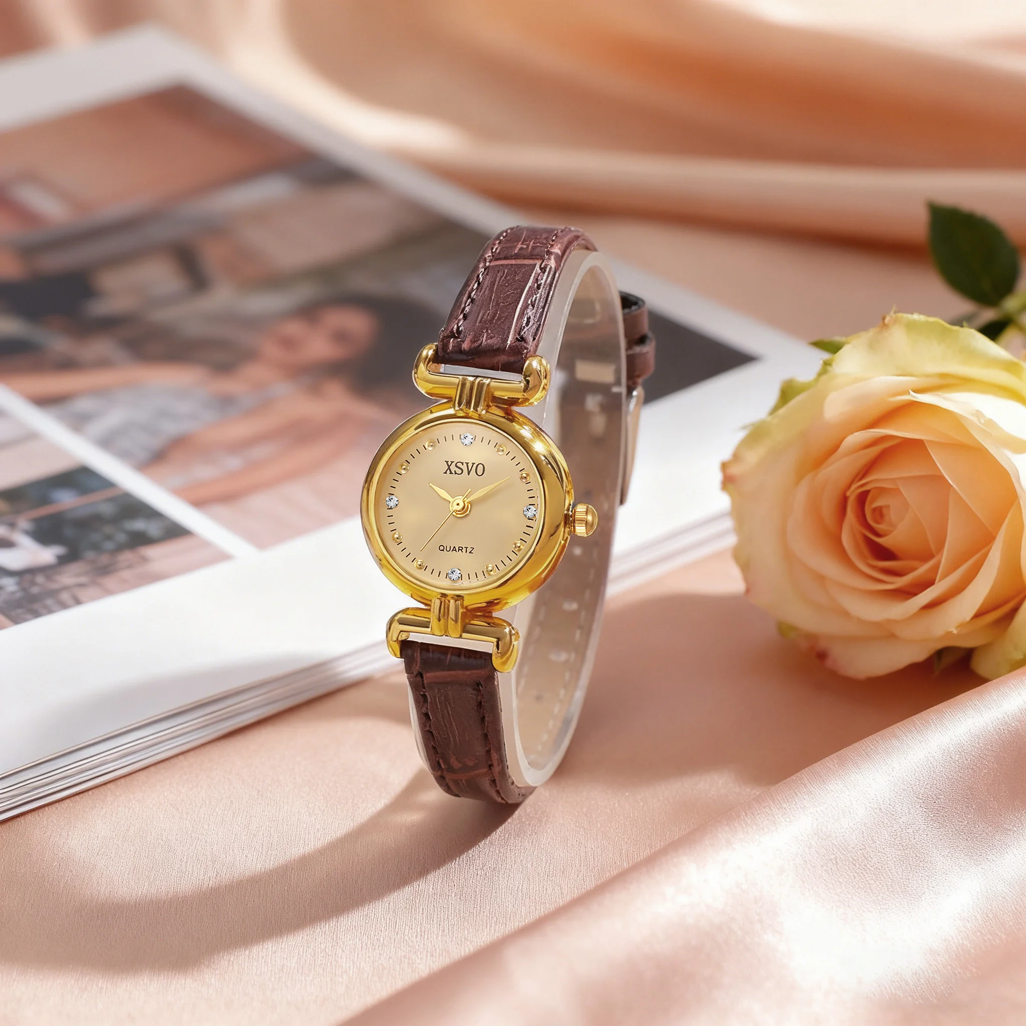 

Роскошные золотые женские часы с тонким кожаным ремешком, минималистичным циферблатом, элегантные кварцевые наручные часы