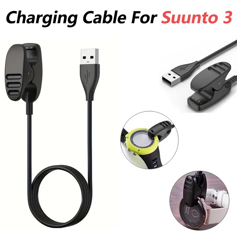 Câble de chargement USB de 1M, chargeur à clip pour Suunto 5 Peak/Ambit 1 2 3/Suunto Core/Suunto 3 Fitness/Traverse/Kailash