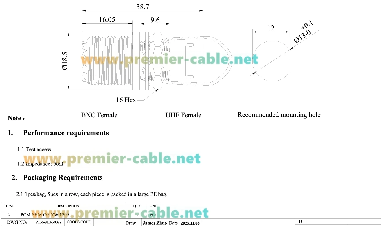 BNC-Buchse auf UHF-Buchse SO-239 Schottwandmontage-Adapter 50 Ohm HF-Koaxialstecker für HF-Antenne, Amateurfunk, CCTV – Detail 1