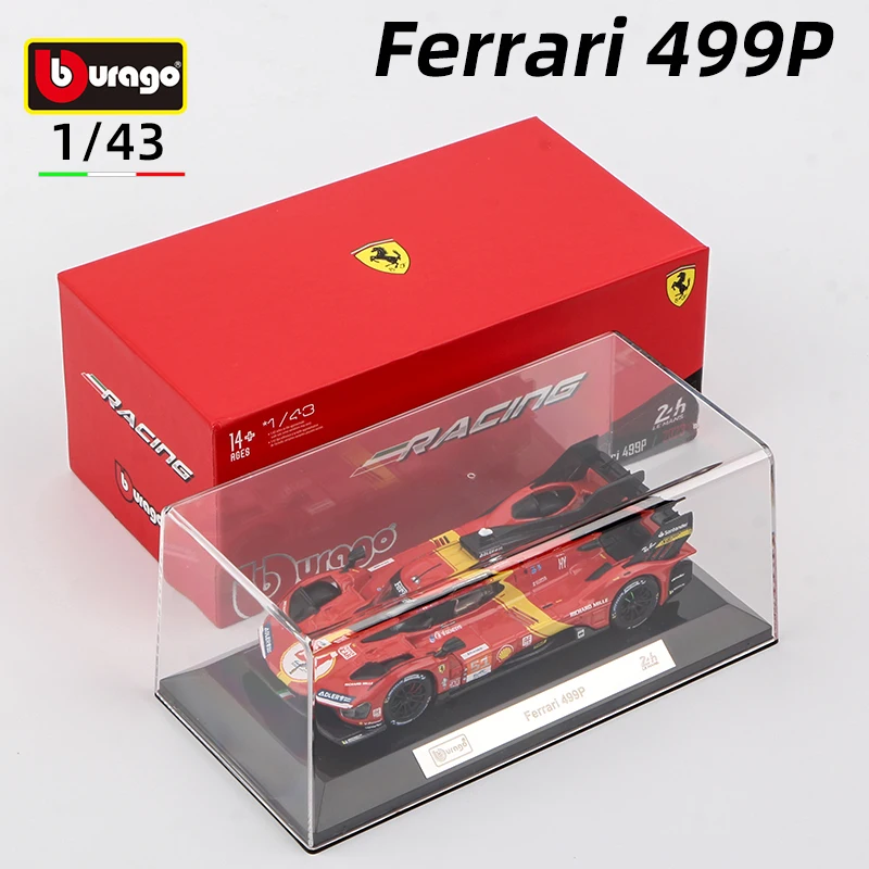 Bburago 1:43 Ferrari 499P Racing Alloy Car Model #51 24h LE MANS 2023 Diecast Vehicles Toy Collection