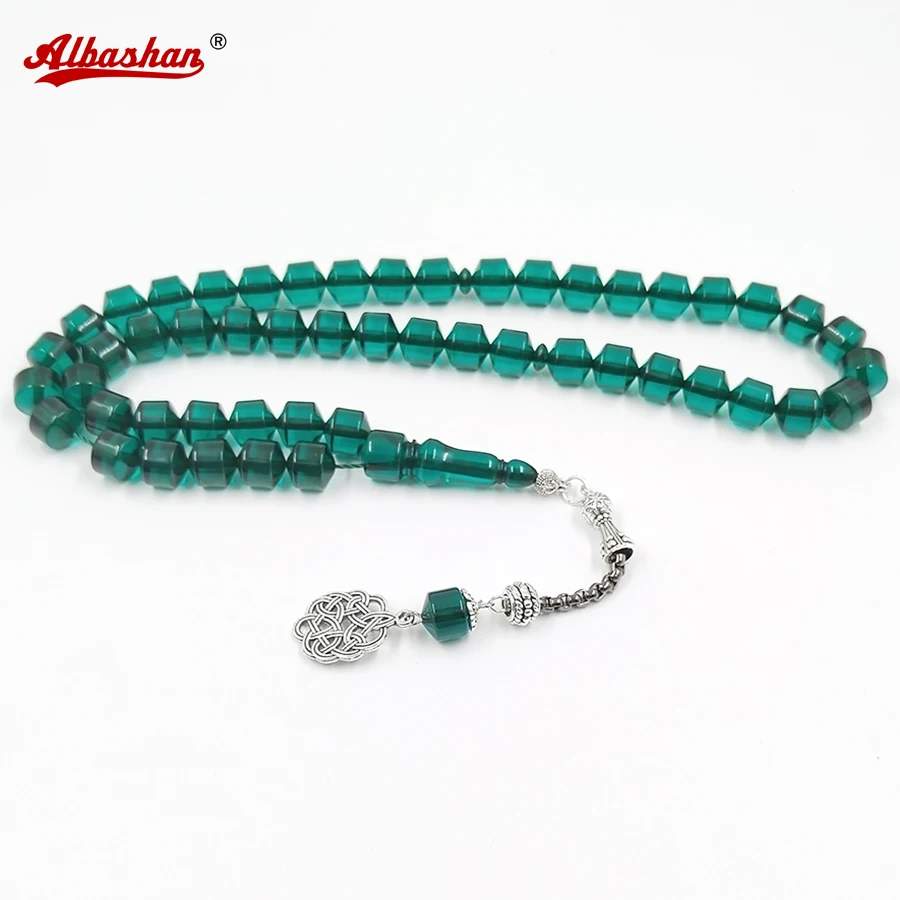 

Tasbih green resin Muslim man bracelet islamic fashion bracelet Rosary prayer beads Misbaha