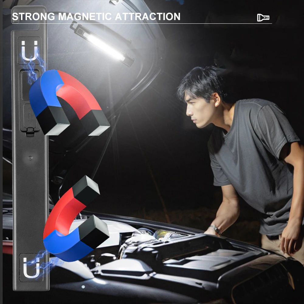 Asafee W09 Rotate 180° Adjustment Work Light Strong Side Light With Scale On Back Lamp Torch Portable Useful Car flashlight