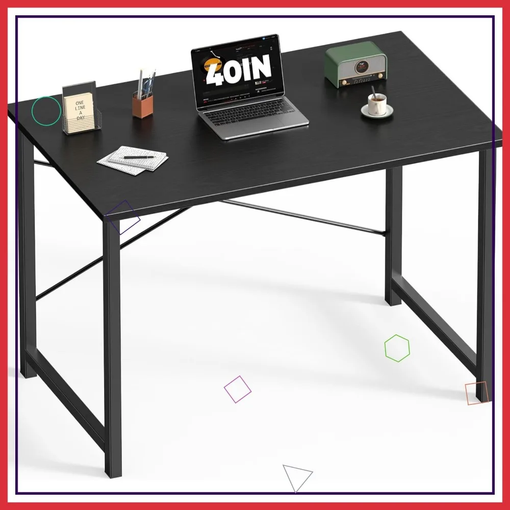 40 Inch Modern Simple Style Computer Desk for Home Office Study Writing Table Wood Black Finish